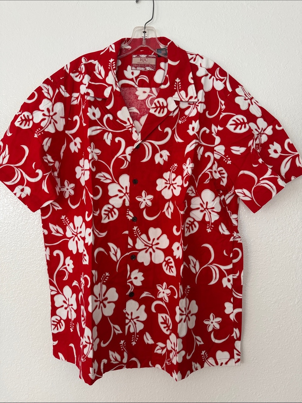RJC Red Hawaiian Floral Camp-Collar Shirt